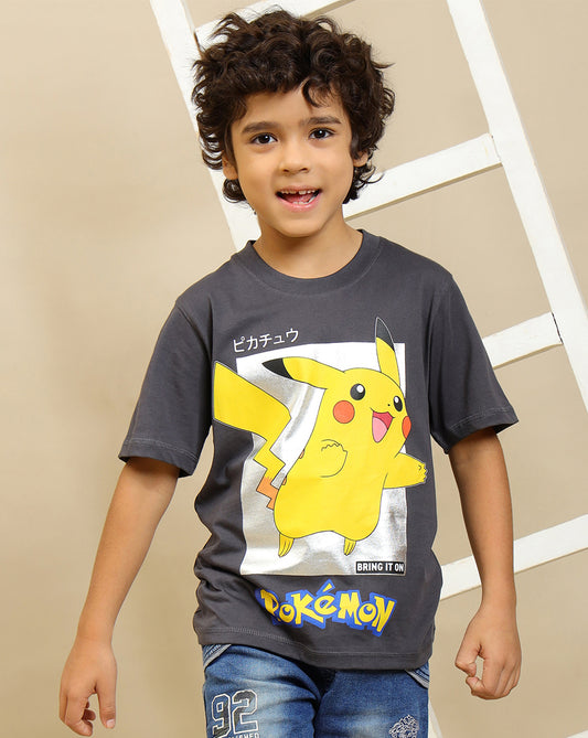 Pokemon Printed Regular Fit Tshirt For Boys