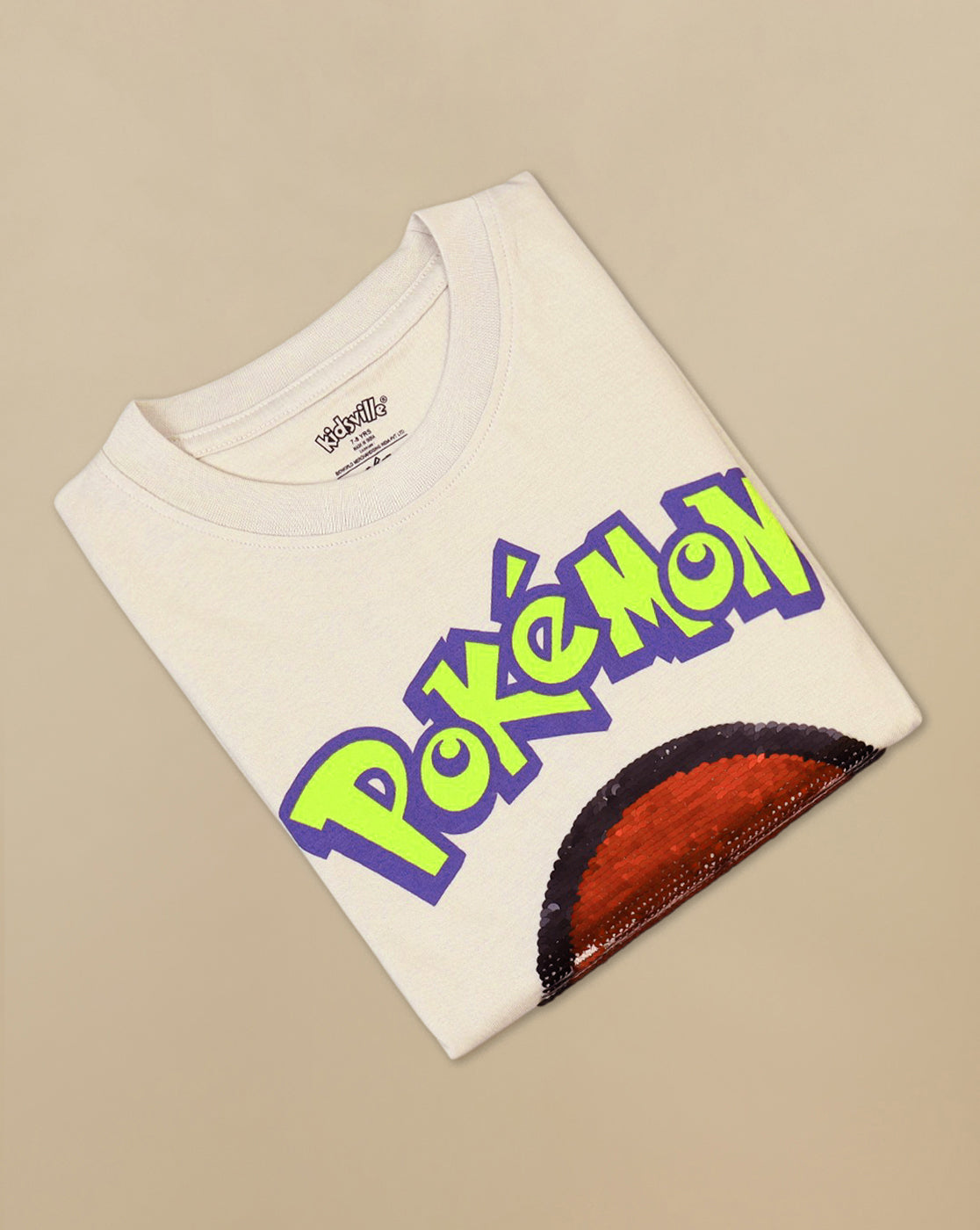 Pokemon Printed Regular Fit Reversible Sequin Tshirt For Boys