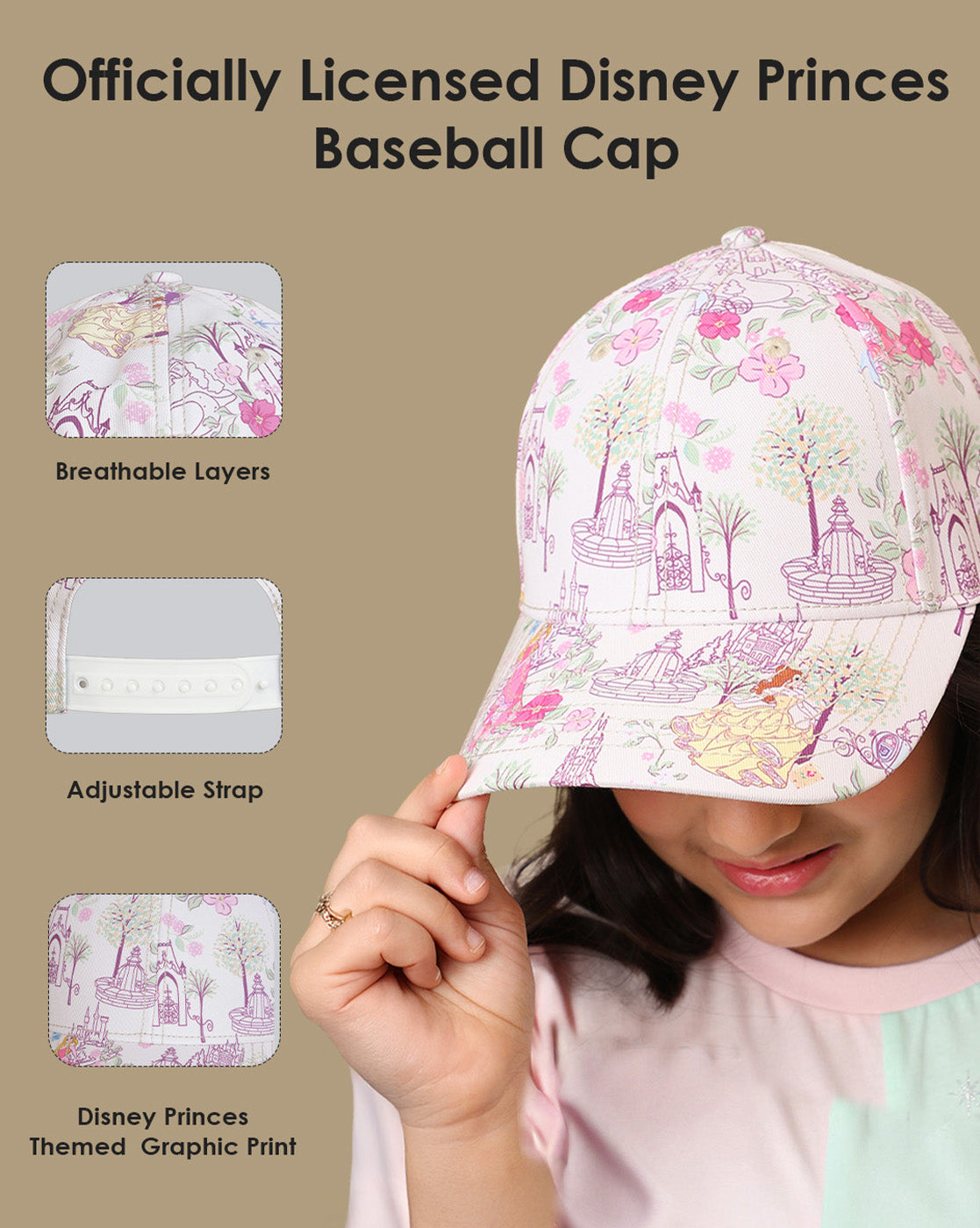 Disney Princess printed Caps for Girls