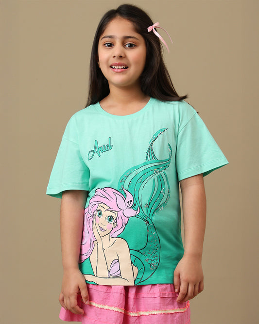Disney Princess Printed Relaxed Fit Tshirt For Girls