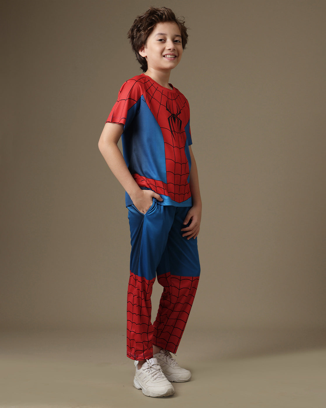 Spiderman  Printed Regular Fit T-Shirt and Joggers For Boys