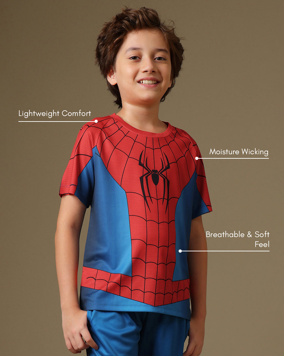 Spiderman  Printed Regular Fit T-Shirt and Joggers For Boys