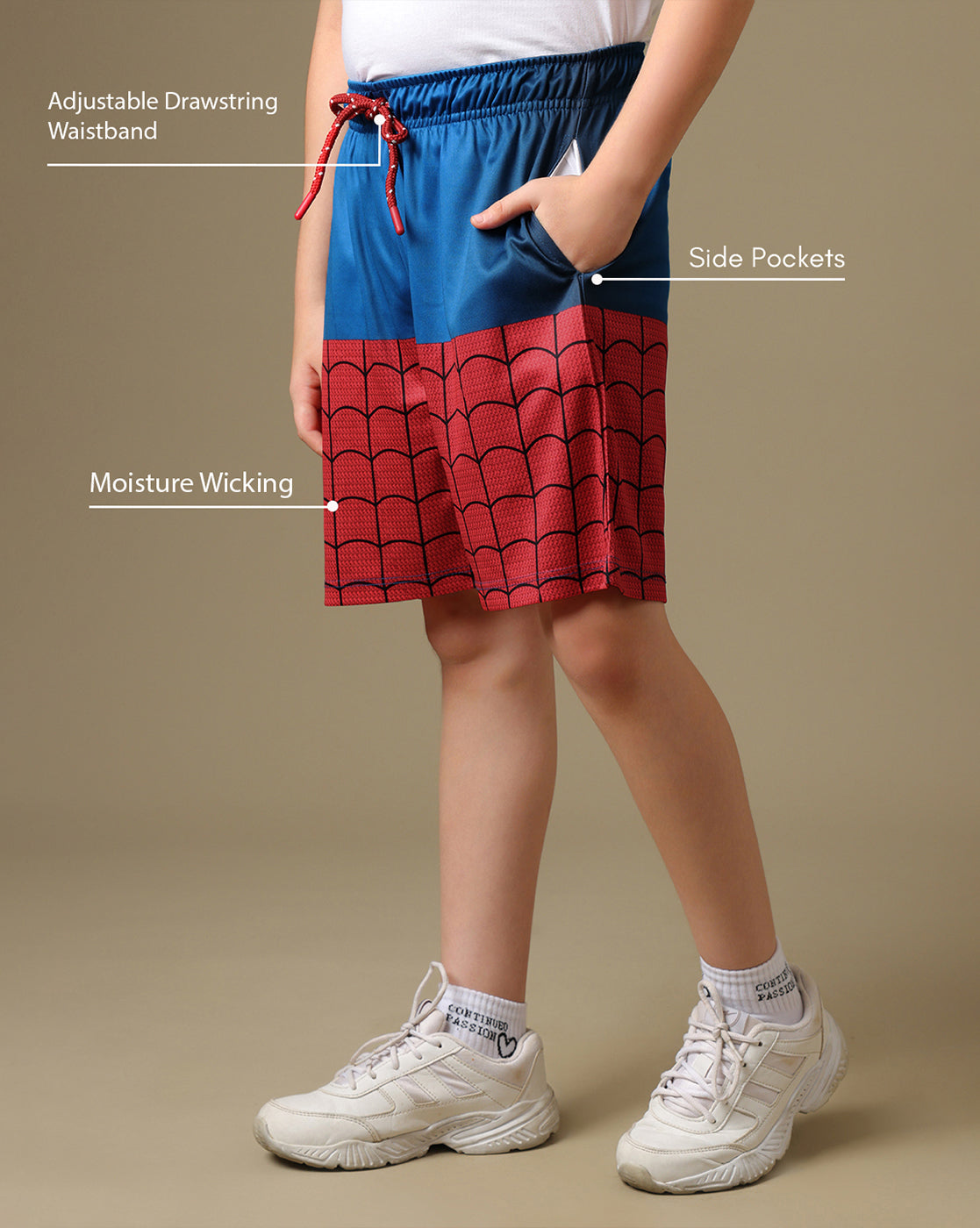 Spiderman Printed Regular Fit T-Shirt & Shorts For Boys