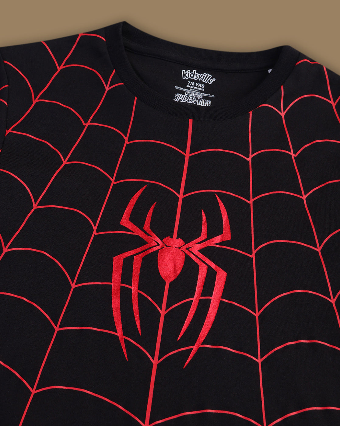 Spiderman Printed Regular Fit T-Shirt & Shorts For Boys