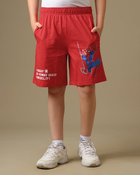 Spider-Man Printed Regular Fit Shorts For Boys