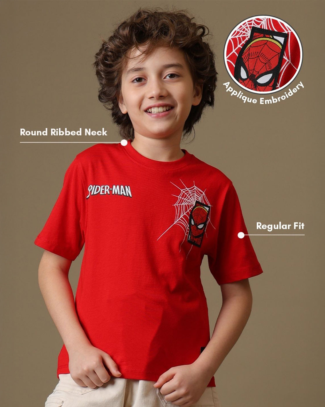 Spider-Man Printed Regular Fit Tshirt For Boys