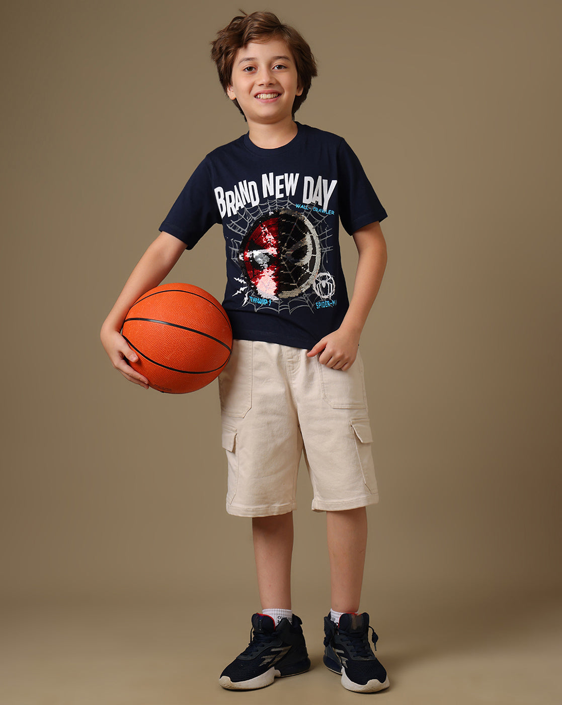 Spider-Man Printed Regular Fit  Reversible Sequin Tshirt For Boys