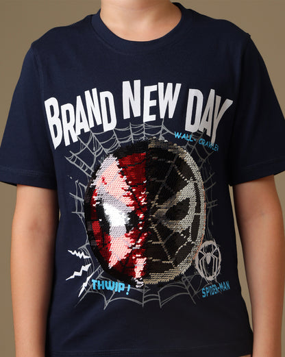 Spider-Man  Regular Fit Reversible Sequin Tshirt  Boys