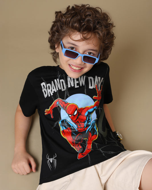 Spider-Man Printed Regular Fit Tshirt For Boys