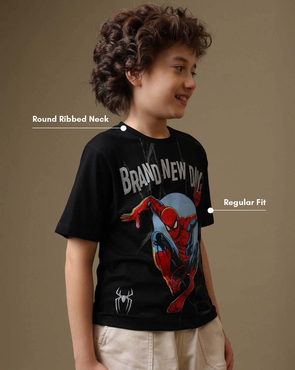 Spider-Man Printed Regular Fit Tshirt For Boys