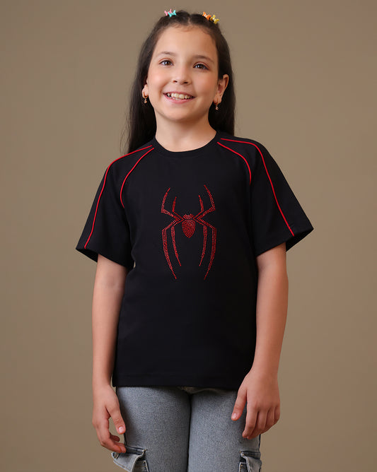Spiderman Printed Regular Fit Tshirt For Girls
