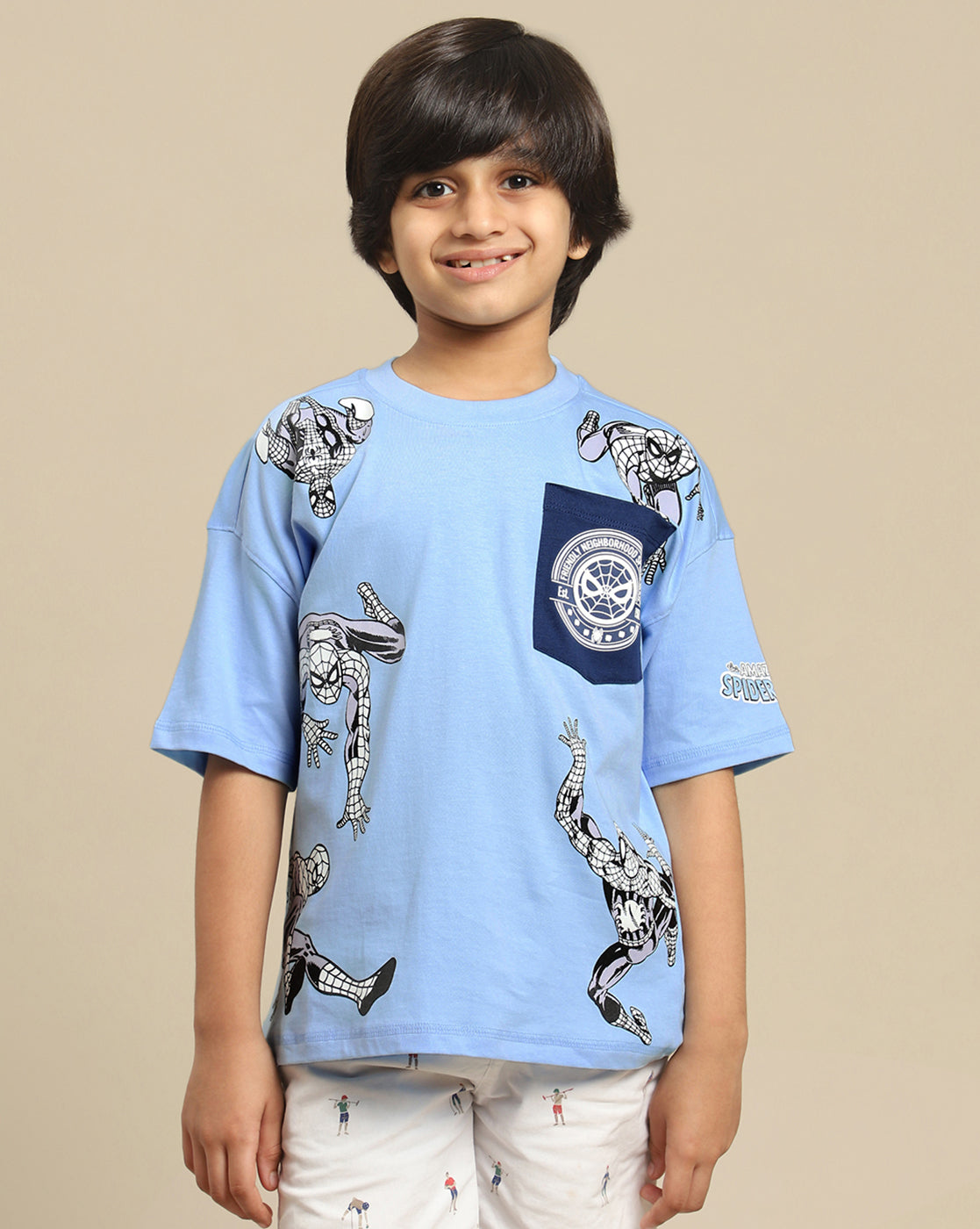 Spiderman Printed Oversized Fit Tshirt For Boys