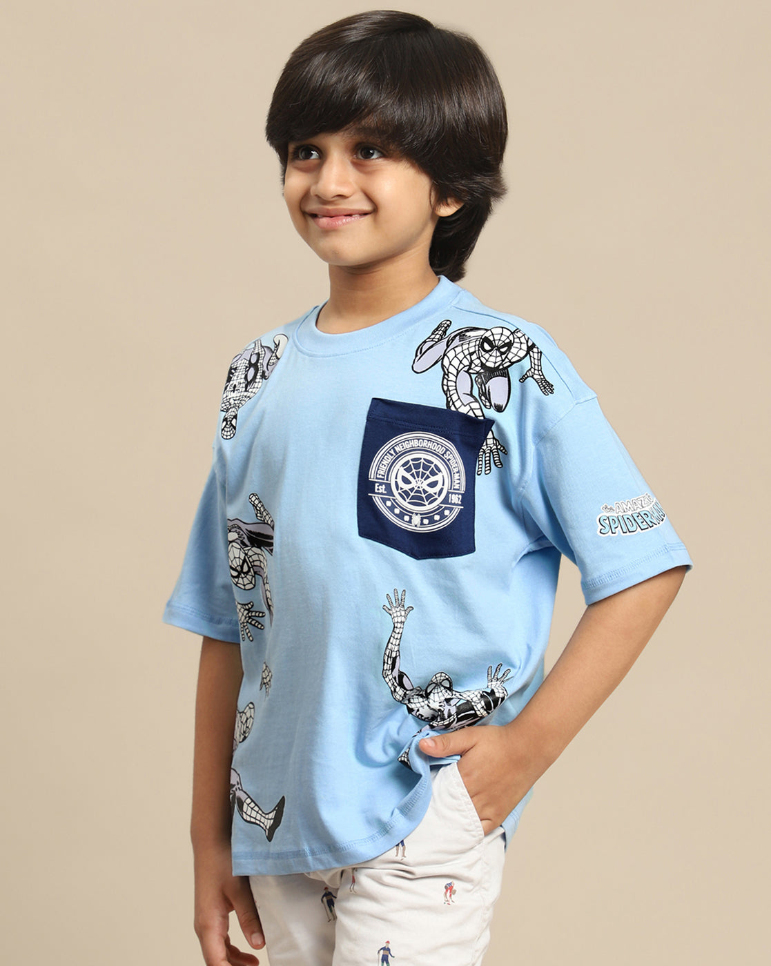 Spiderman Printed Oversized Fit Tshirt For Boys