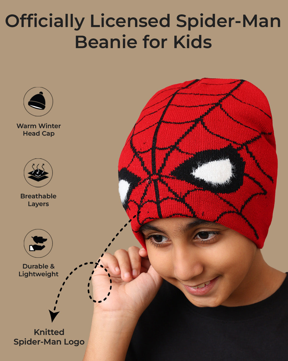 Spiderman Beanies for Kids Boys