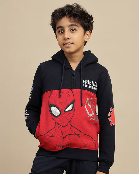 Spiderman Printed Regular Fit Hoodie For Boys