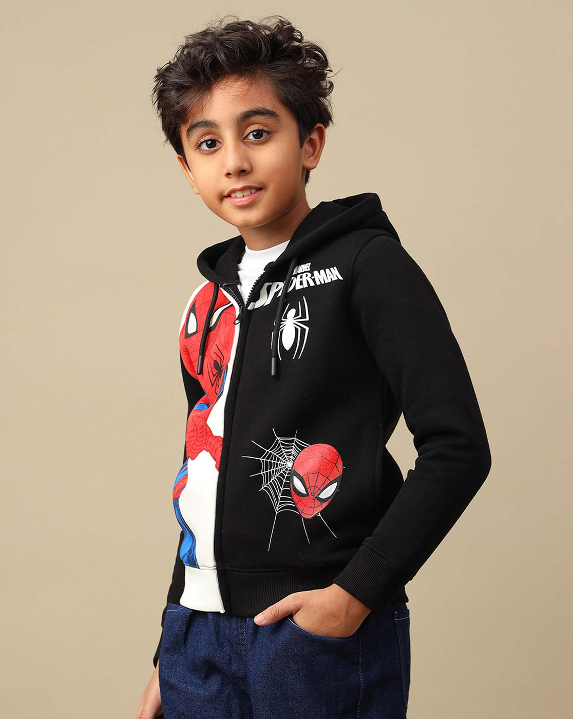 Spiderman Printed Regular Fit Hoodie For Boys