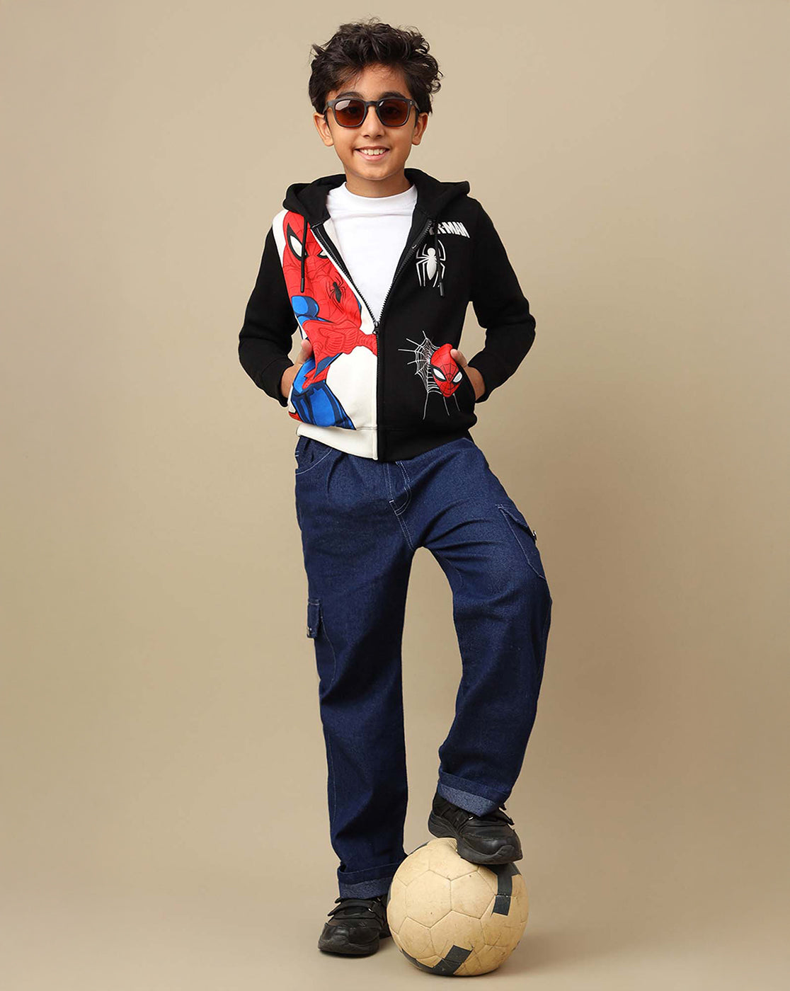 Spiderman Printed Regular Fit Hoodie For Boys
