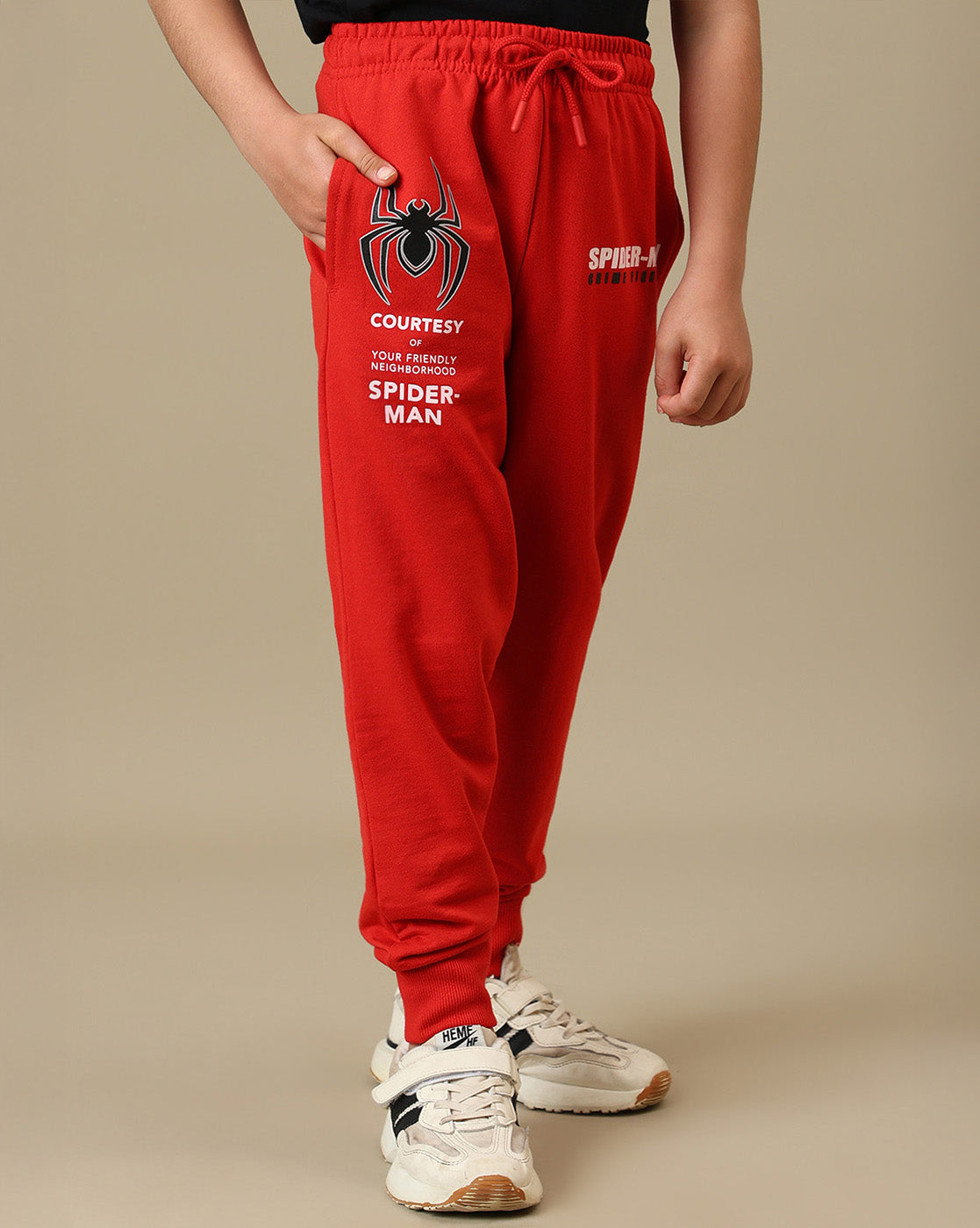 Spiderman Printed Regular Fit Joggers For Boys