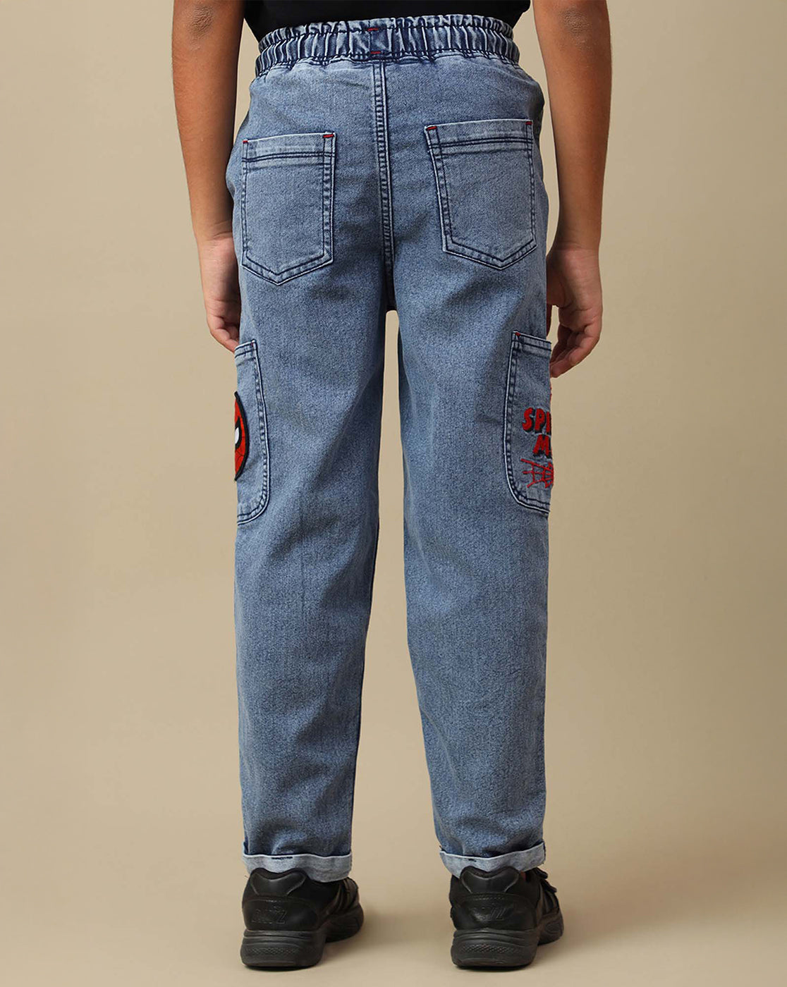 Spiderman Printed Regular Fit Denim Jogger For Boys