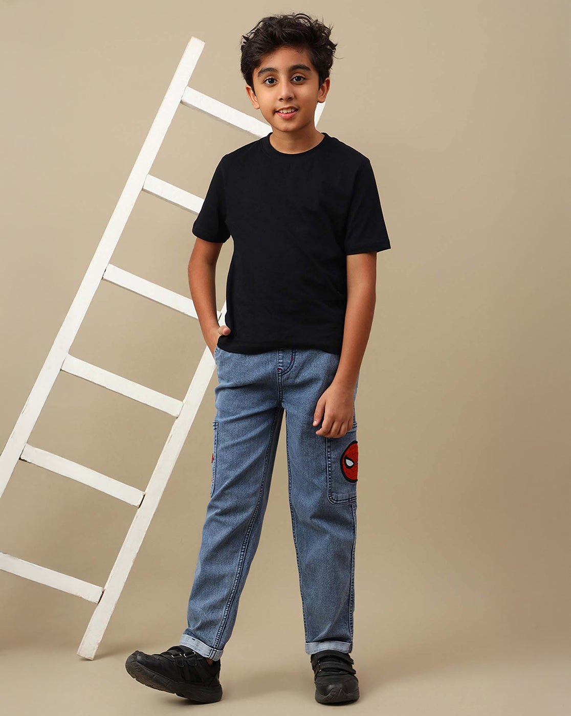 Spiderman Printed Regular Fit Denim Jogger For Boys