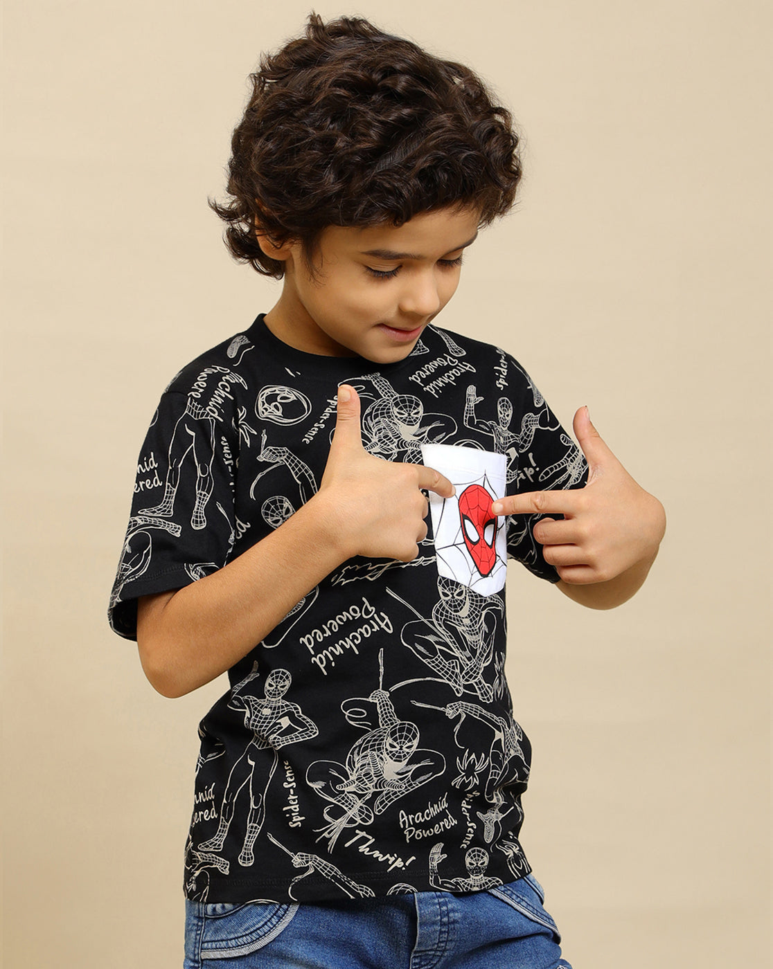Spiderman Printed Regular Fit Tshirt For Boys