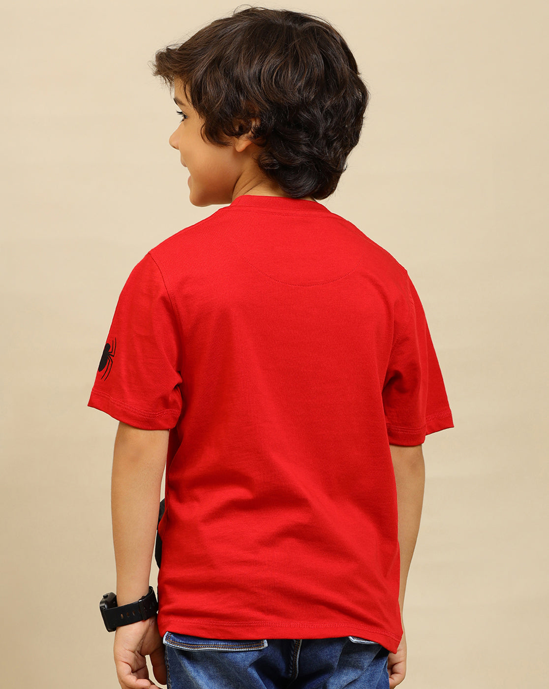 Spiderman Printed Regular Fit Tshirt with Pouch Bag For Boys