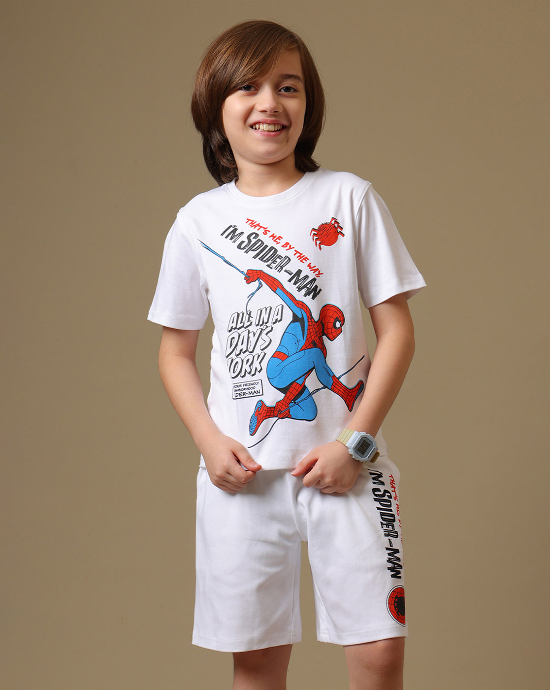 Spiderman Printed T-Shirt & Short Set For Boys