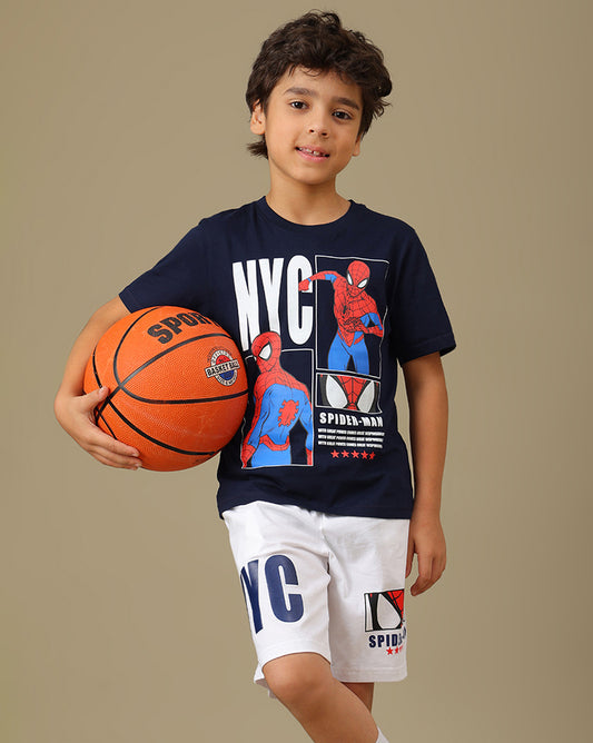 Spiderman Printed T-Shirt & Short Set For Boys