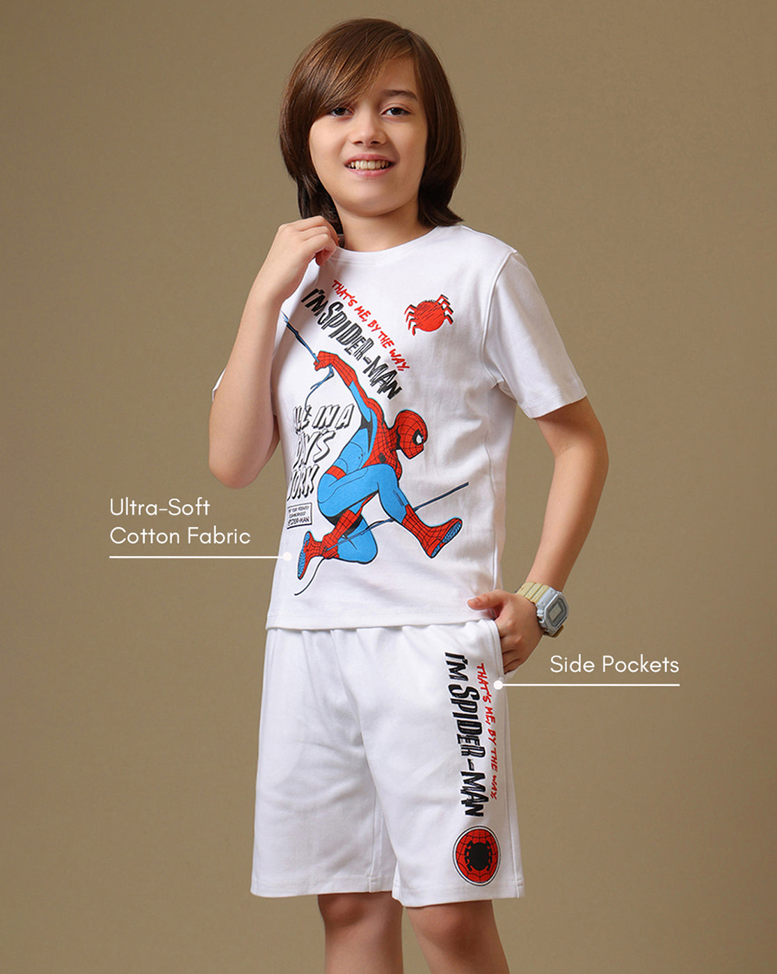 Spiderman Printed T-Shirt & Short Set For Boys