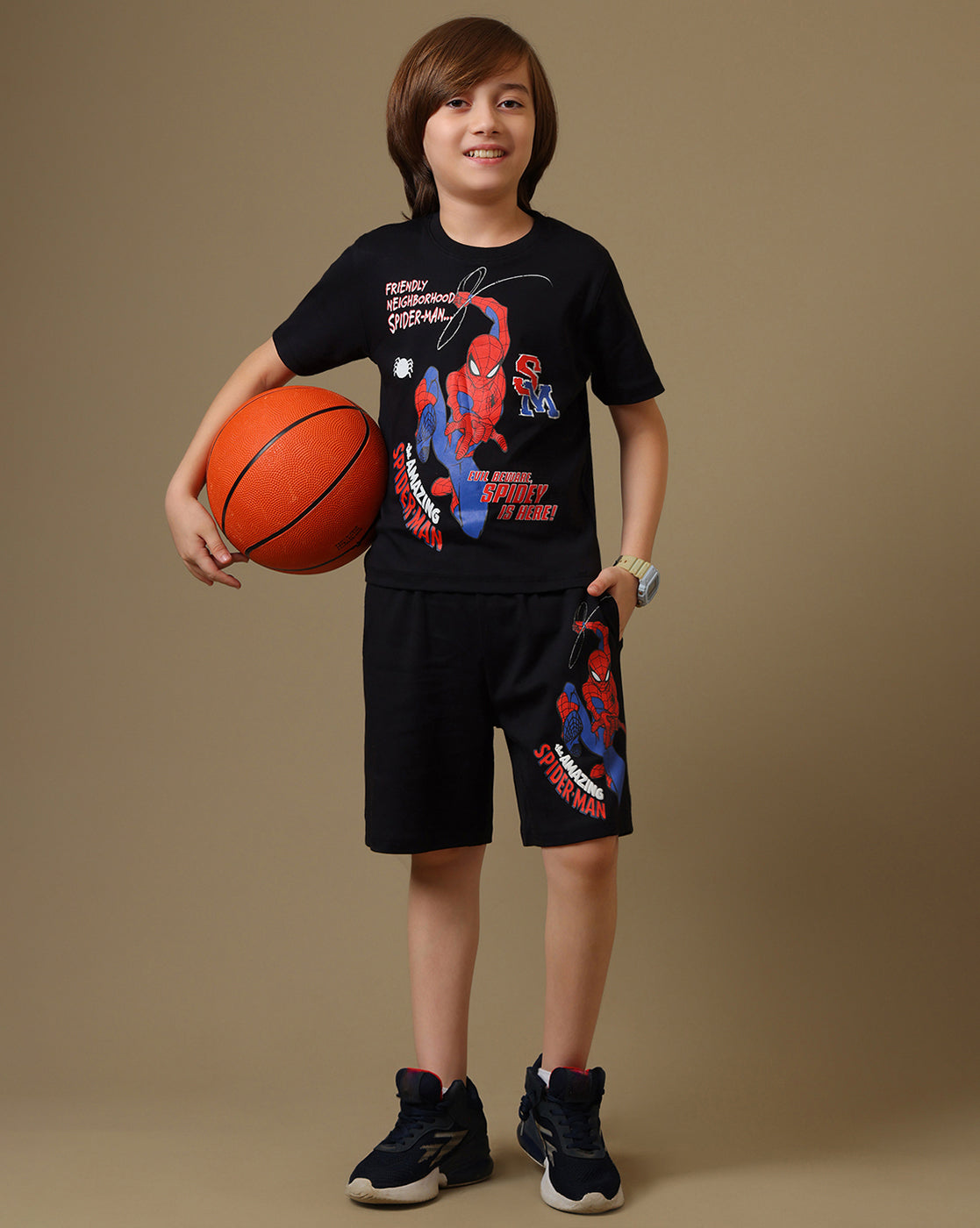 Spiderman Printed T-Shirt & Short Set For Boys