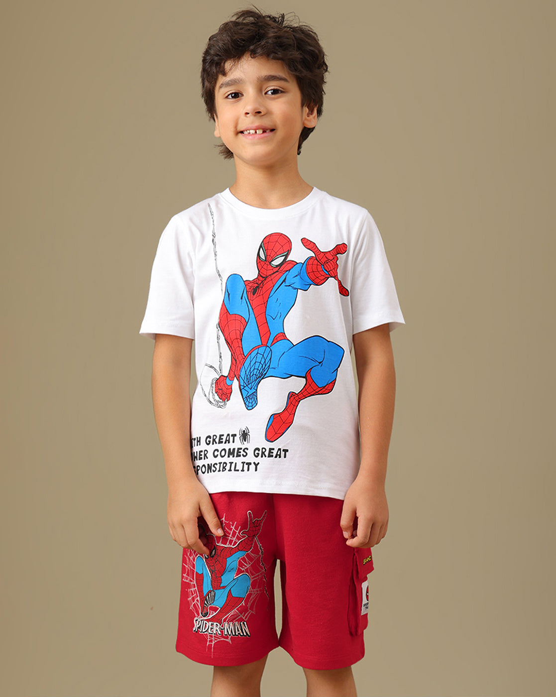 Spiderman Printed T-Shirt & Short Set For Boys