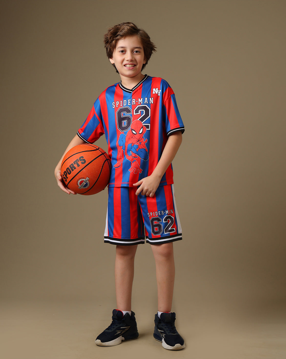Spiderman Printed Relaxed Fit T-Shirt & Shorts For Boys