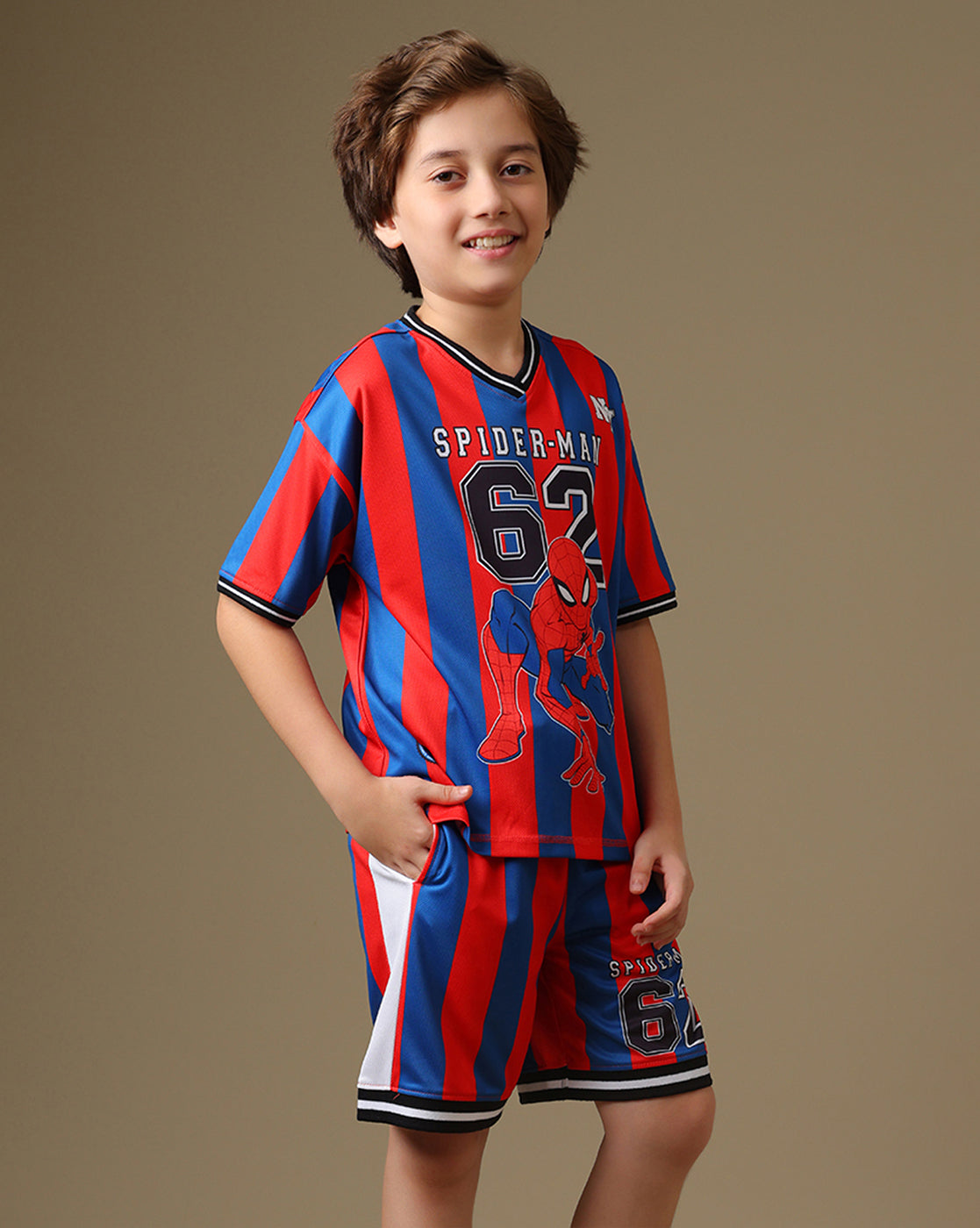 Spiderman Printed Relaxed Fit T-Shirt & Shorts For Boys