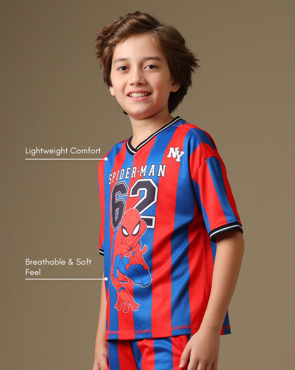 Spiderman Printed Relaxed Fit T-Shirt & Shorts For Boys
