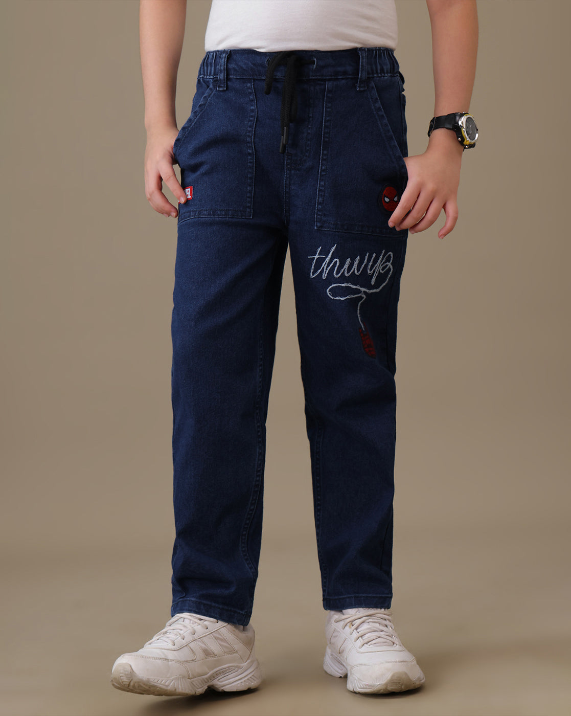 Spiderman Regular Fit Denim Joggers Boys