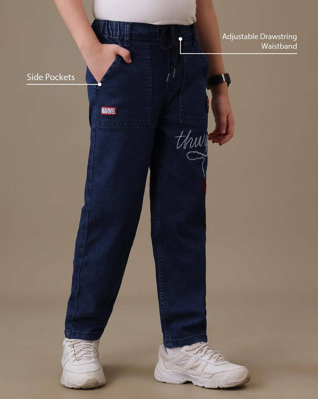Spiderman Regular Fit Denim Joggers Boys