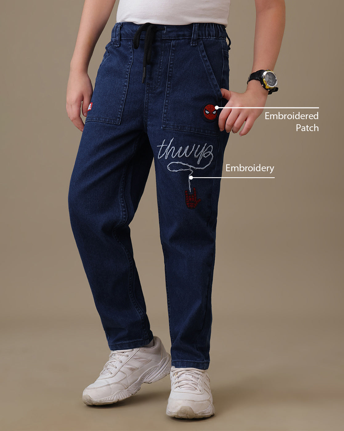 Spiderman Regular Fit Denim Joggers Boys