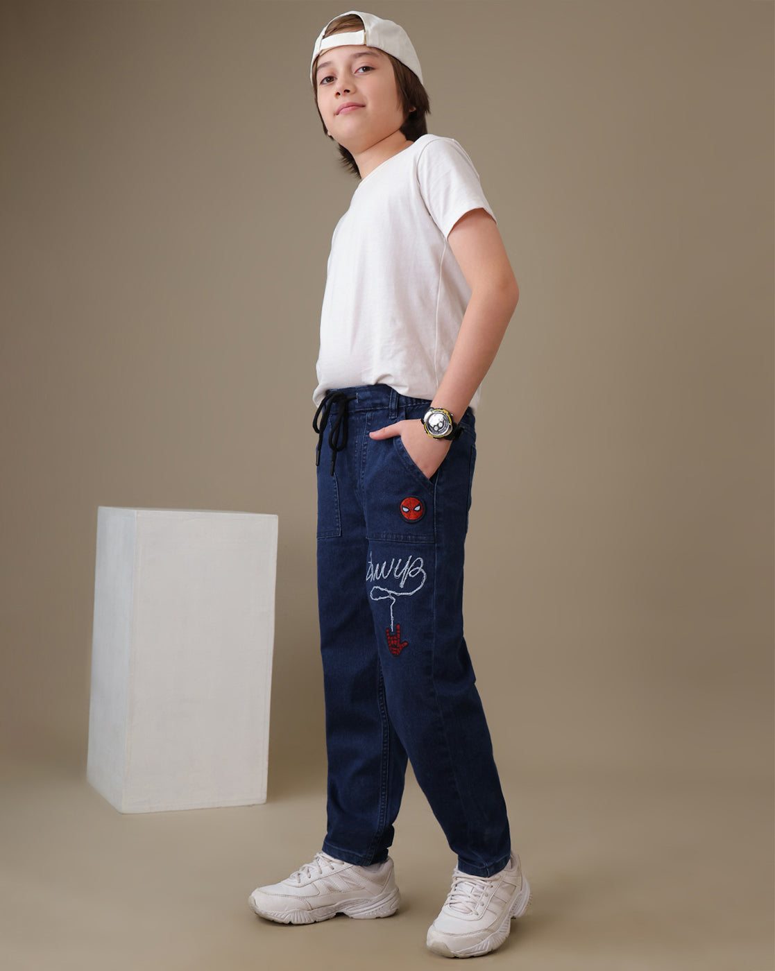 Spiderman Regular Fit Denim Joggers Boys