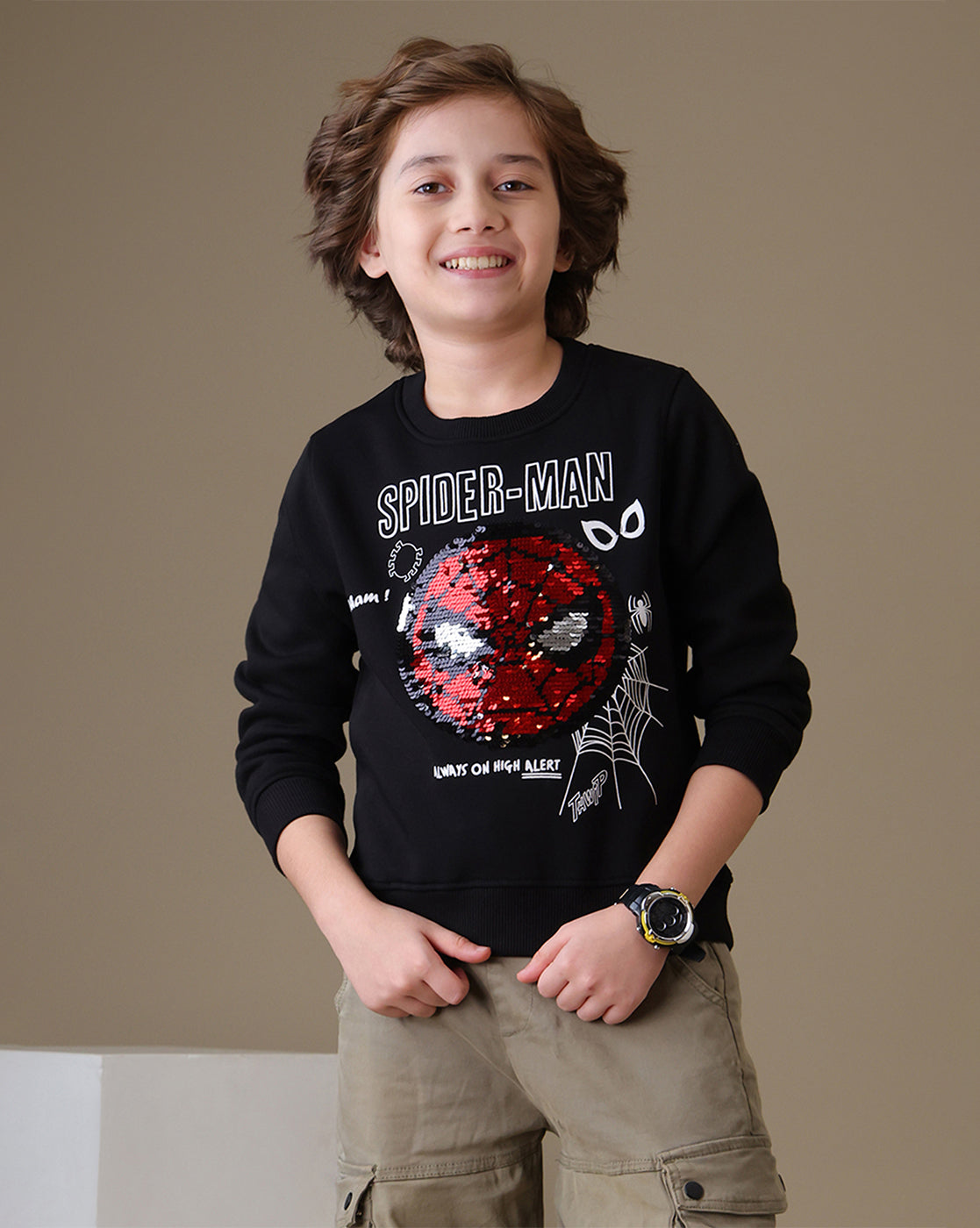 Spiderman  Regular Fit Reversible Sequin Sweatshirt  Boys