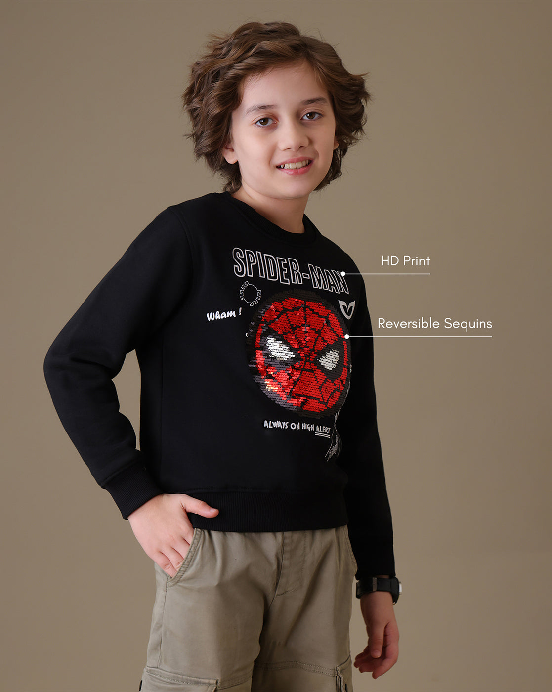 Spiderman  Regular Fit Reversible Sequin Sweatshirt  Boys