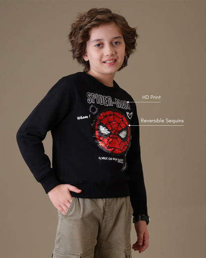 Spiderman  Regular Fit Reversible Sequin Sweatshirt  Boys