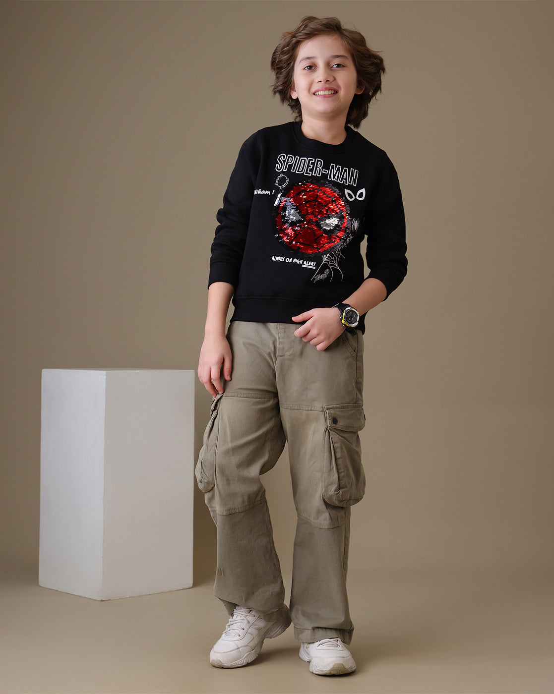 Spiderman  Regular Fit Reversible Sequin Sweatshirt  Boys