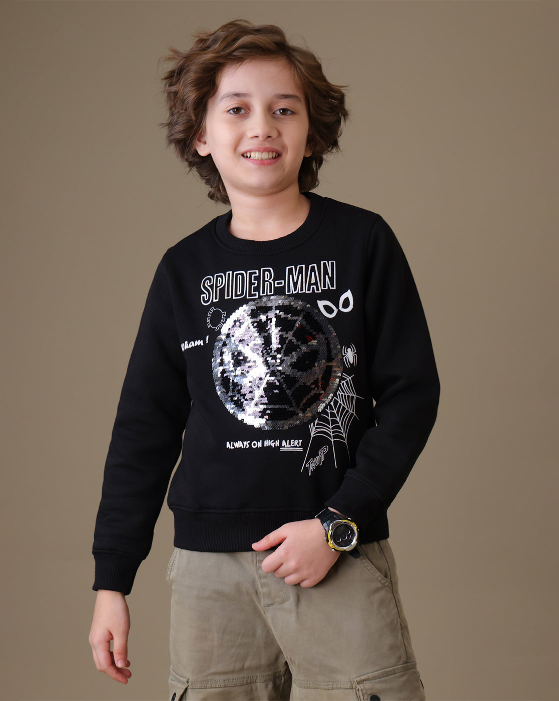 Spiderman  Regular Fit Reversible Sequin Sweatshirt  Boys