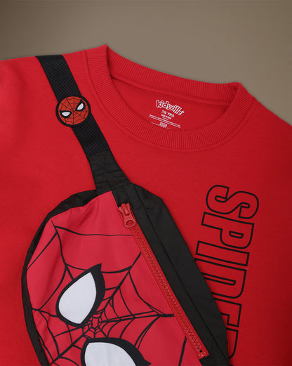 Spiderman  Regular Fit Sweatshirt With Sling Pouch