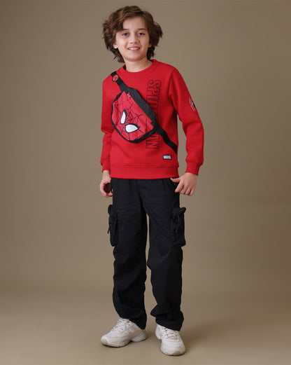 Spiderman  Regular Fit Sweatshirt With Sling Pouch