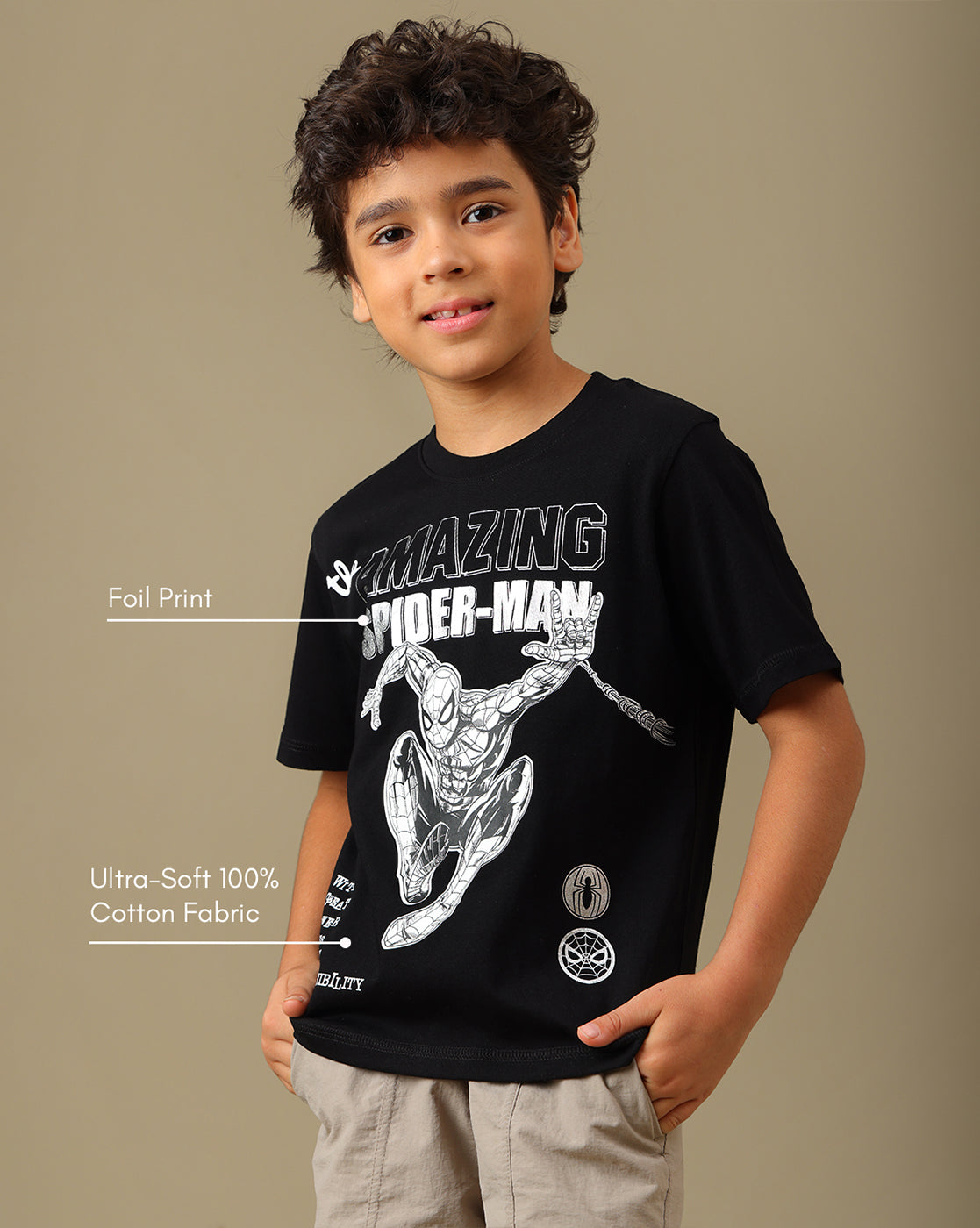 Spiderman Printed Regular Fit Tshirt For Boys