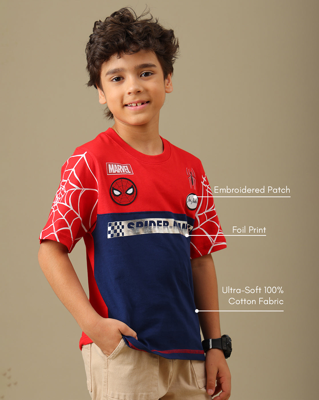 Spiderman Printed Regular Fit Tshirt For Boys