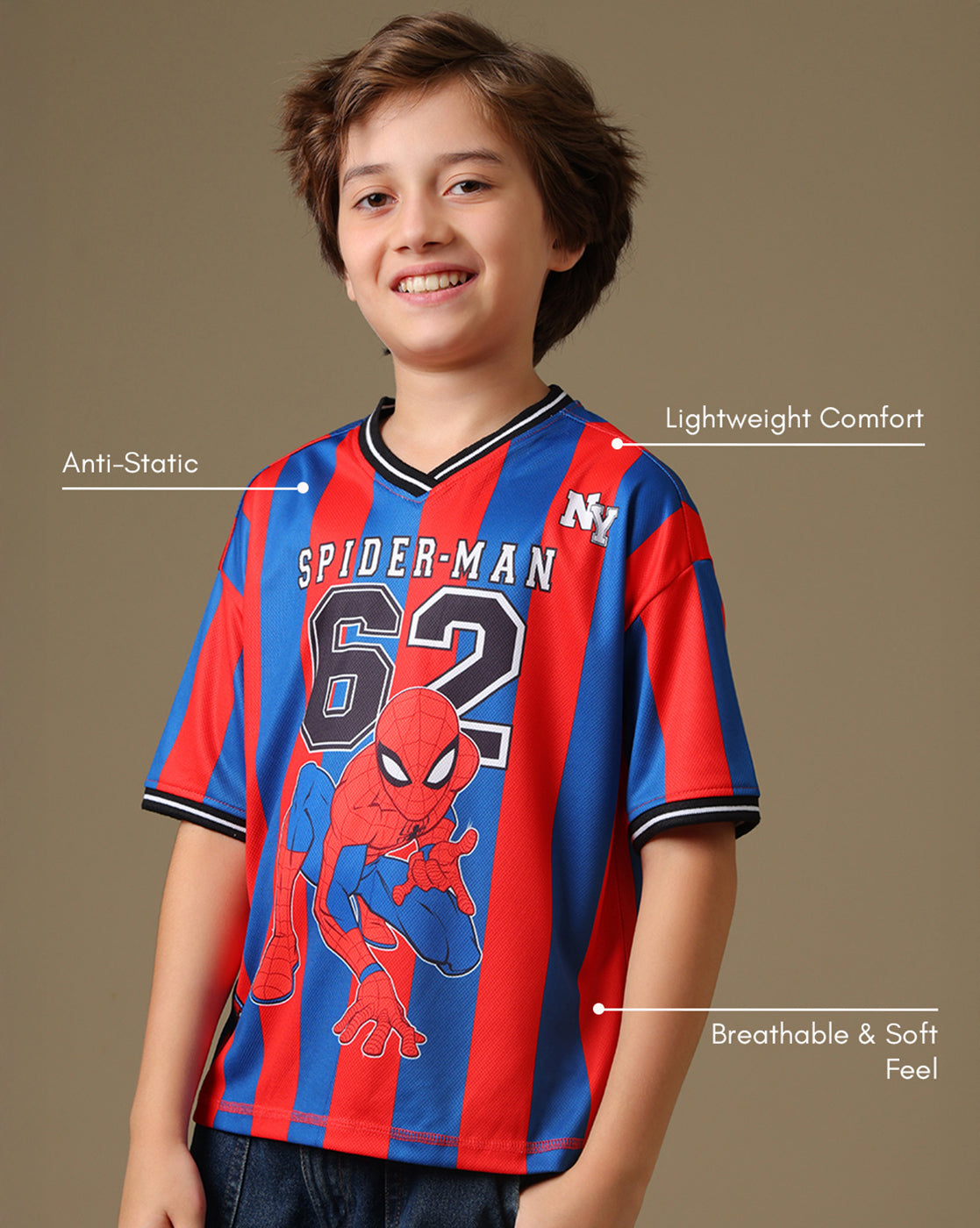 Spider-Man Printed  Oversized Tshirt For Boys