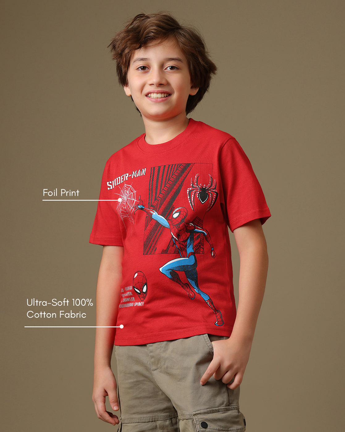 Spider-Man Printed Regular Fit Tshirt For Boys