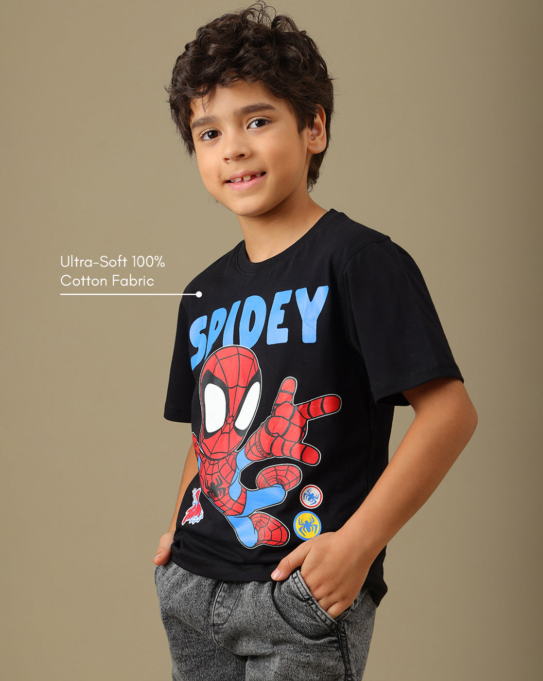 Spiderman Printed Regular Fit Tshirt For Boys